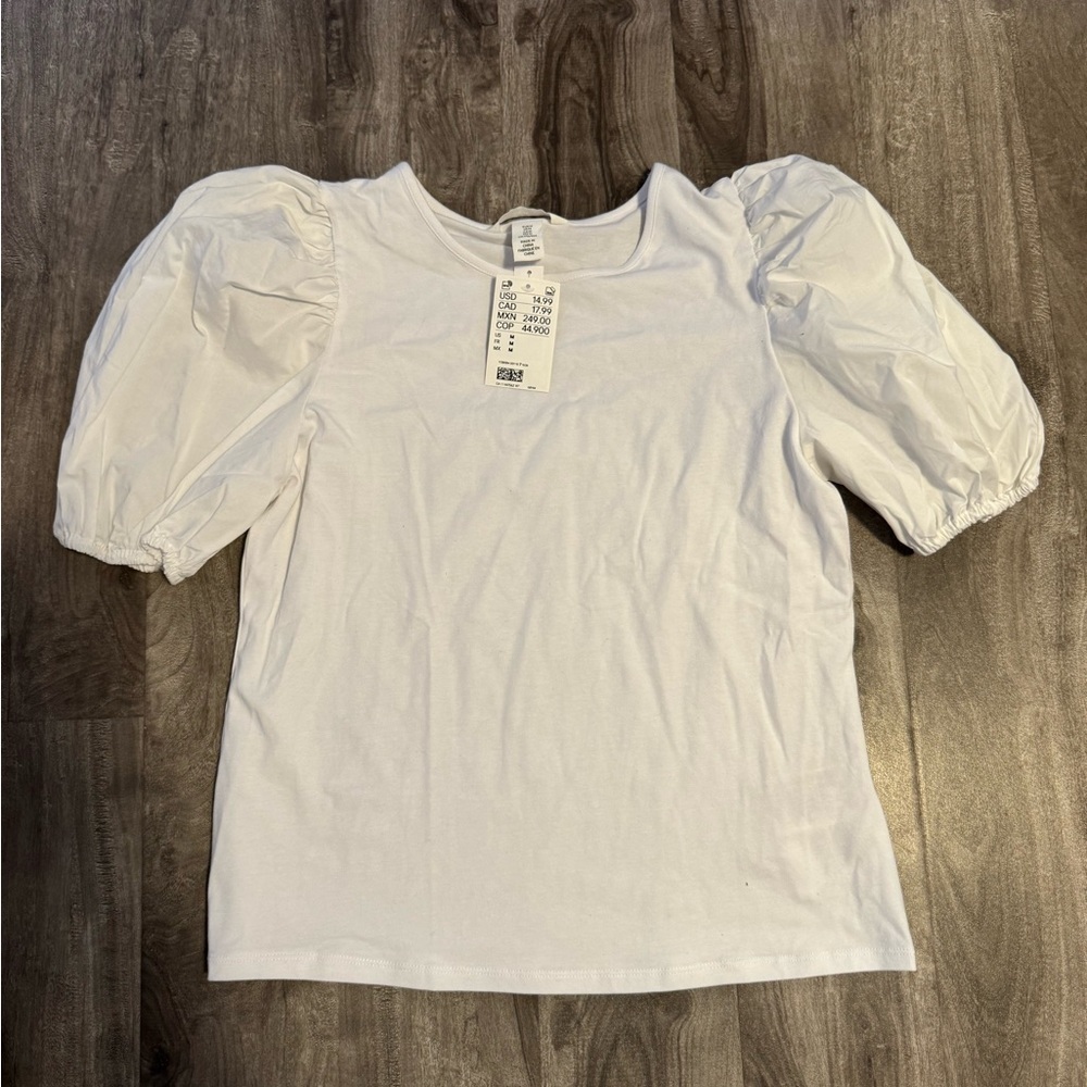 H&M White Puff Sleeve Top